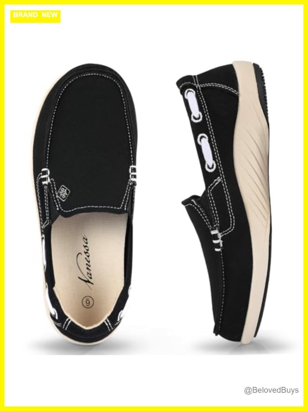 Womens Canvas Slip On Loafers with Arch Support Comfort Orthopedic Shoes